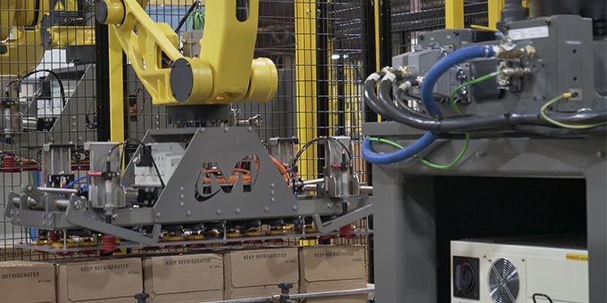 Automated Palletizing of Sweet Tea and Juice From a Cold Room